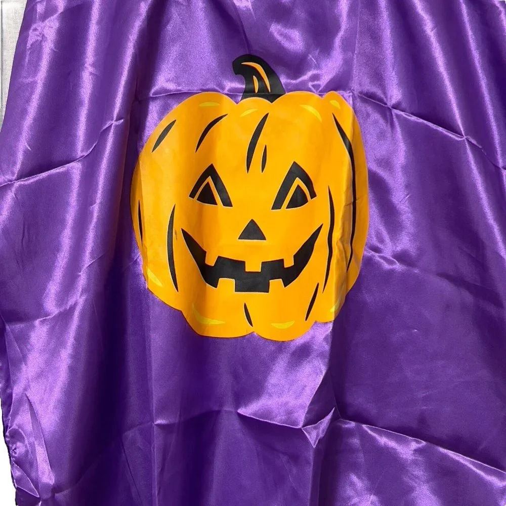 Silky Purple Black Halloween‎ Orange Pumpkin Child’s Cape Costume 28”x28”